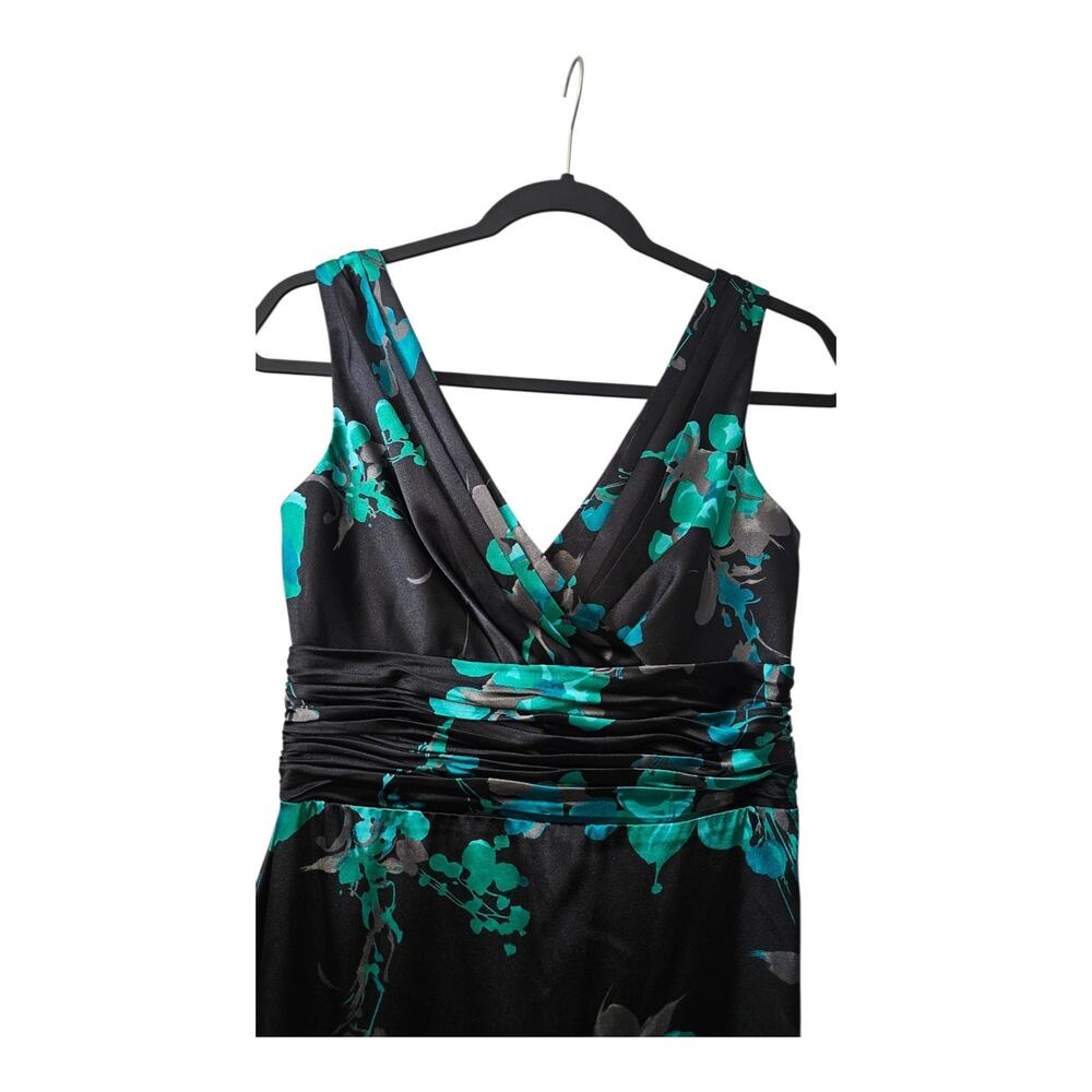 Evan Picone Dress V-Neck/Back Sleeveless Floral Ruching Back Zip Size 4 NEW READ - Picture 3 of 9